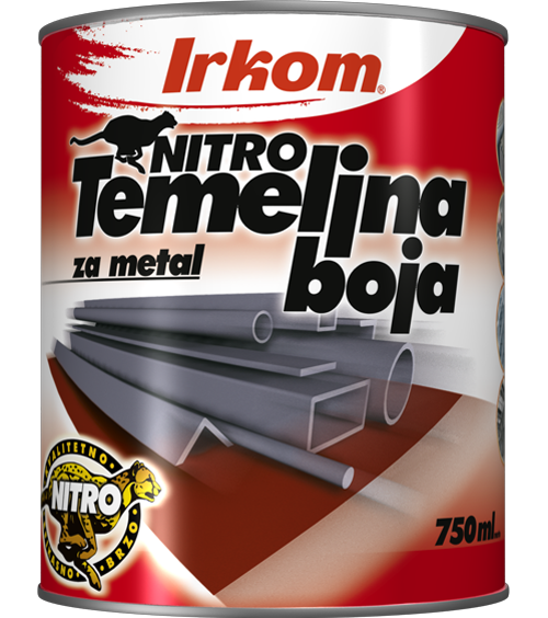 Irkom Nitro temeljna boja je osnovna, antikorozivna boja koja se koristi za zaštitu metala.  Nanosi se kao podloga pre nanošenja završne Irkom nitro emajl boje ili sintetičkog emajla. Proizvod je na bazi nitroceluloze, alkidnih smola, antikorozivnih pigmenata, punioca, aditiva i organskih rastvarača. Koristi se u metalnoj industriji i u širokoj potrošnji. Ne preporučuje se kao osnovna boja za aluminijum, bakar i cink. Dostupna je u sivoj, crvenoj, beloj i crnoj boji.